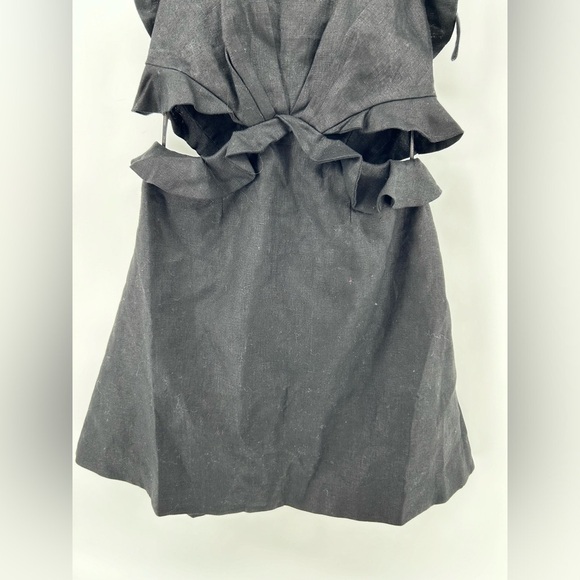 Zimmermann Postcard Tie Back Mini Dress in Linen Black Size AU 2 US 8 NWT - Picture 4 of 13